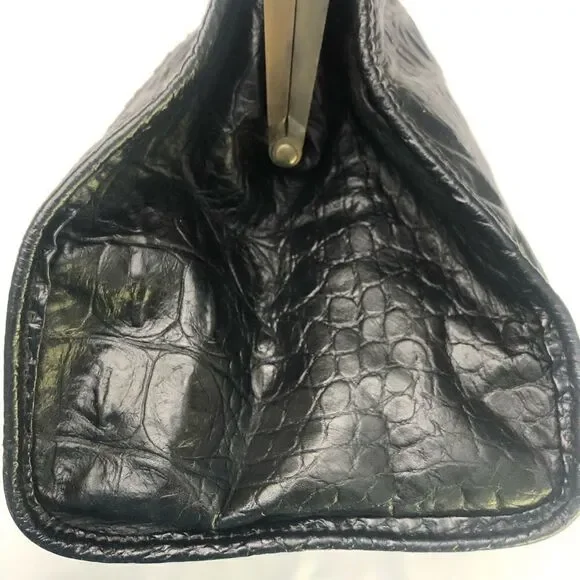 Vintage Rare Alligator Lock Leather Lan Marco Handbag